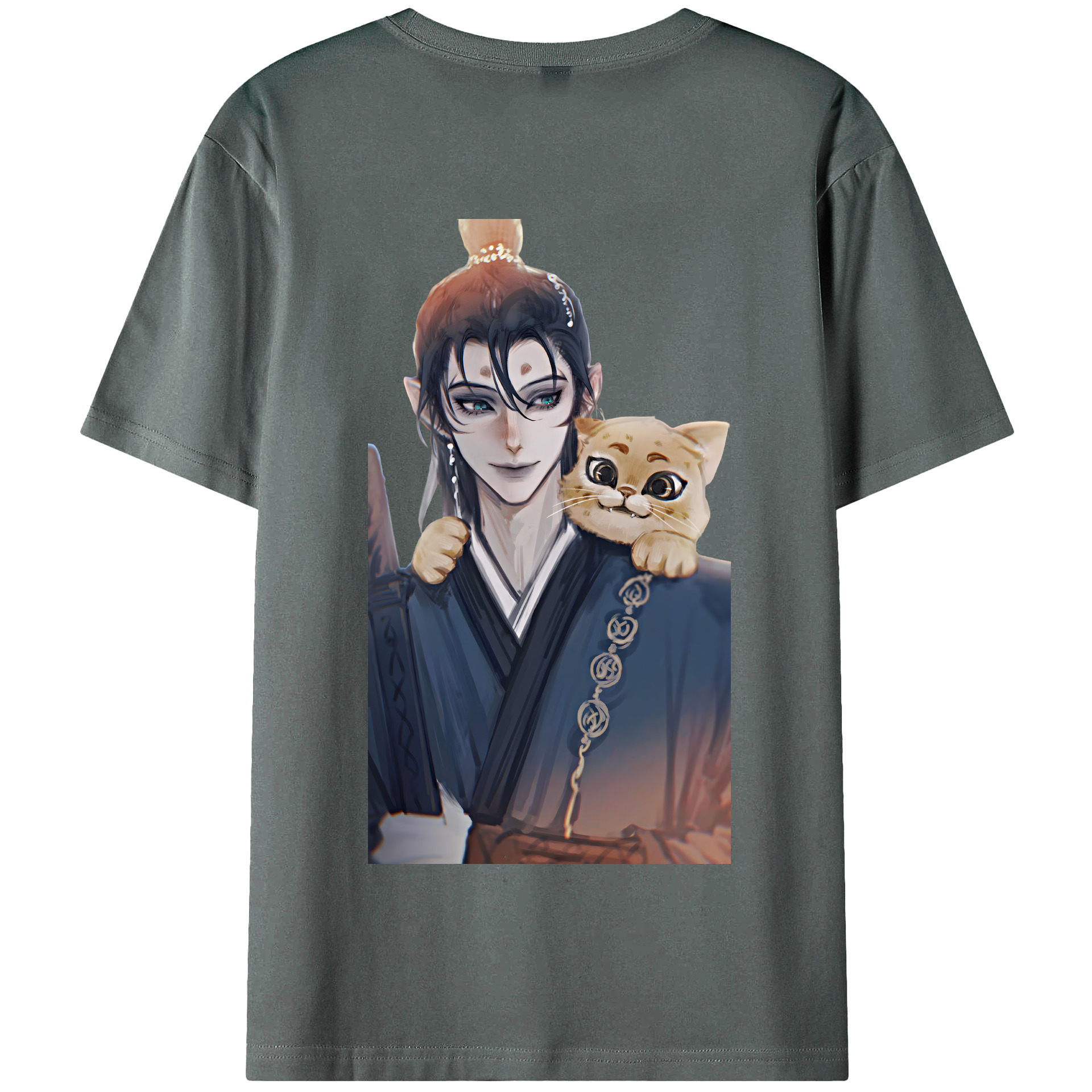 （画像用） Ne Zha 2 ナタ 魔童の大暴れ 綿100％半袖Tシャツ（背面プリント）